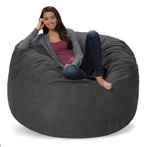 lot 166 image: NEW Comfy Sacks 5 Memory Foam Bean Bag Chair - Charcoal Gray