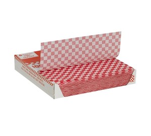 lot 183 image: Members Mark Red Checkered Basket Liner Sheets (12 X 12, 1,000 ct.)