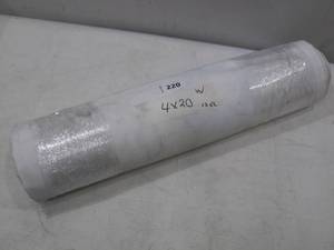 lot 220 image: 4 x 20 13 oz. White Vinyl Tarp w Advertisement and Grommets  Reused Billboard  13 mil Heavy Duty - A Grade