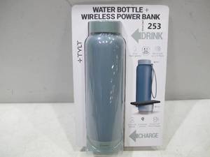 lot 253 image: NEW Tylt 12 Hour HotCold Water Bottle & Qi Wireless Power Bank, 24oz, Blue