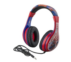 lot 255 image: NEW KIDdesigns Spider Man Kids Headphones, Adjustable Headband, Stereo Sound, 3.5Mm Jack, Wired Headphones for Kids, Tangle-Free, Volume Control, Foldable, Childrens Headphones Over Ear for School Home, Travel