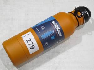 lot 279 image: NEW Bottlekeeper 12 oz Standard Beer Bottle Holder with Cap - Orange