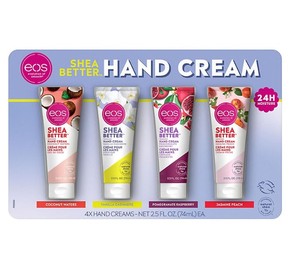 lot 288 image: NEW EOS Moisturizing Hand Cream, Holiday Collection (2.5 fl. oz., 4 pk.)