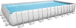 lot 121 image: Bestway Power Steel 314 x 16 x 52 Rectangular Above Ground Pool Set  Includes 2200gal Sand Filter Pump, Ladder, Pool Cover, ChemConnect Dispenser