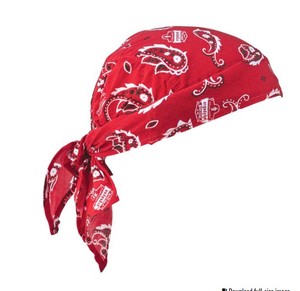 lot 810 image: NEW Ergodyne Chill-Its 6710CT Evaporative Cooling Bandana Triangle Hat - PVA, Tie Closure - Red Western