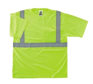 lot 867 image: Pair of 2 NEW Ergodyne GloWear 8289 Hi-Vis T-Shirts -Type R, Class 2 - XXL Lime 2XL