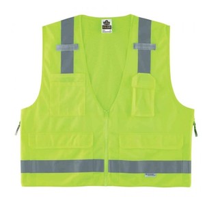 lot 870 image: NEW Ergodyne GloWear 8250Z Surveyors Vest - Type R, Class 2, Zipper - Hi-Vis Lime 2XL3XL