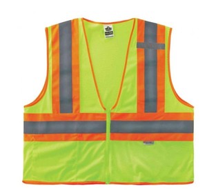 lot 871 image: NEW Ergodyne GloWear 8230Z Two-Tone Mesh Hi-Vis Safety Vest - Type R, Class 2, Zipper 2XL3XL - Lime