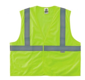 lot 875 image: NEW Ergodyne GloWear 8255HL Self-Extinguishing Hi-Vis Safety Vest - Type R, Class 2, Hook and Loop LXL Lime