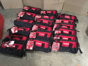Husky  15 in. 8 Pocket Zippered Tool Bag, Lot of 17, Open boxes, Review all pictures