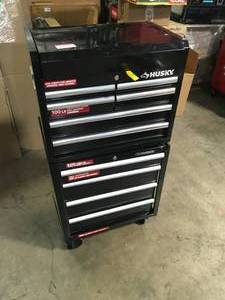 Husky 27 in. 10-Drawer Black Tool Chest Combo Has Damage, review all pictures, Customer return