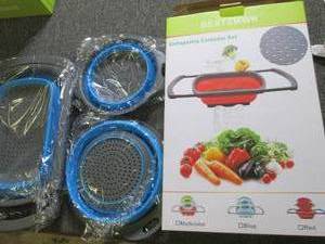 new 3 piece collapsible colander se...