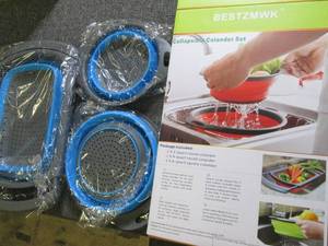new 3 piece collapsible colander se...