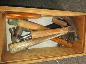 box of assorted hammers ...