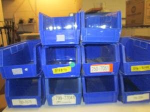 10 blue bins ...
