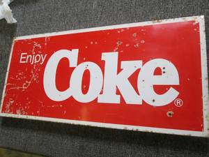 vintage coke sign steel enamel 10 i...