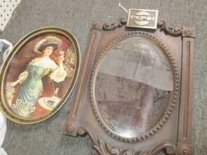 vintage pepsi mirror and tin tray ...