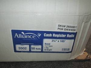 case of alliance cash register roll...