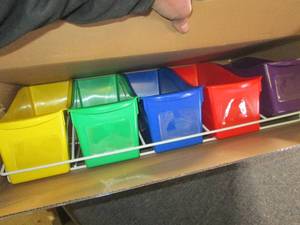 metal bin rack with 5 large bins ...