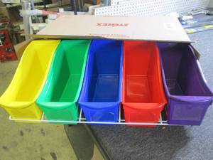 metal bin rack with 5 large bins ...