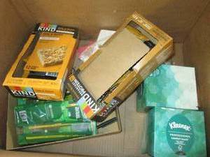 box of kind bars, pencils, pens era...