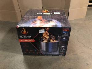 HotShot  Explorer Portable Low Smoke 19.5 in. Round Wood-Burning Fire Pit in Stainless Steel with Carry Bag, Open Box, Review all pictures