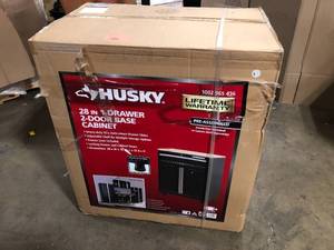 Husky  Ready-to-Assemble 24-Gauge Steel 1-Drawer 2-Door Garage Base Cabinet in Black (28 in. W x 33 in. H x 18 in. D, Open Box, review all pictures