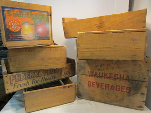 lot 36 image: Vintage Wood Crates