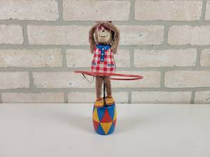 lot 9 image: Vintage Wind-up Plaything Dancing  Hula-Hoop Monkey - Works Good, SEE VIDEO