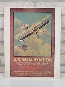 lot 24 image: Vintage 1974 U.S. Government Reprint Naval Aviation Recruiting Poster - 14 x 11