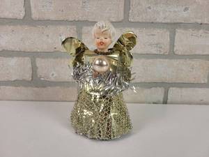 lot 55 image: Vintage Howard Holt Tin Christmas Angel Tree Topper - Approx. 7 Tall