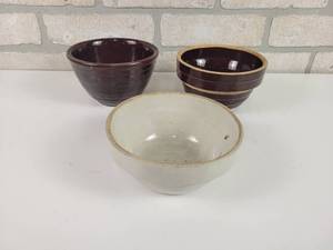 lot 77 image: (3) Antique Stoneware Bowls