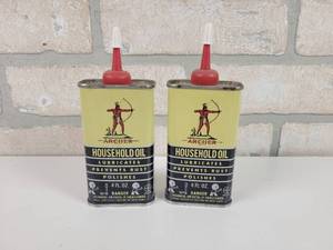 lot 91 image: (2) Vintage ARCHER Household Oil 4oz Tin Cans - Sealed