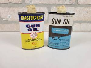 lot 92 image: (2) Vintage 3oz Gun Oil Tins - Empty