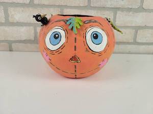 lot 108 image: Papier Mache HALLOWEEN Pumpkin Head Bucket - Approx. 6.5 Tall x 8 Diameter