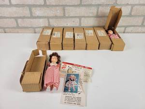 lot 131 image: (8) 1950s ColgatePalmolive Promotional 9 Dolls - (6) are still Sealed