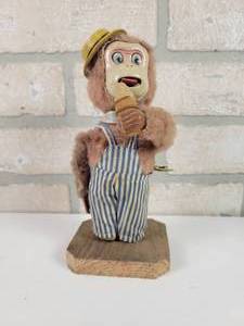 lot 157 image: Vintage Monkey Eating Ice Cream Wind-up Toy - WORKS - Approx. 7.5 Tall