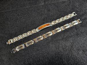 lot 2019 image: Pair of Mens 8 Stainless Steel Bracelets