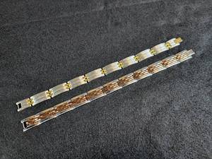 lot 2020 image: Pair of Mens 8 Two-Tone Stainless Steel Bracelets