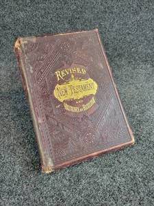 lot 2041 image: Antique Revised New Testament and History of Revision Salesmans Sample Bible