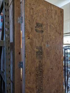 Particle board partition or platform set, 8 tall, 20 of sections plus hinged door