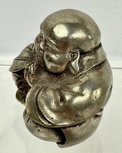 lot 31A image: Vintage Metal Silver Chinese Monk Buddha Figurine