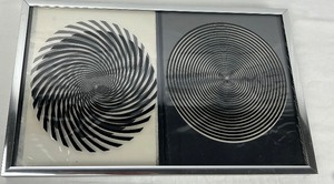 lot 81 image: Framed Vintage Optical Illusion Art - Vintage Psychedelic Framed Art