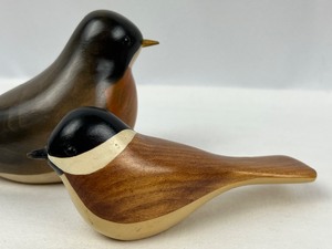 lot 83 image: Two Vintage Hand Carved Wooden Bird Figurines