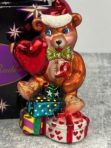 lot 115 image: Two Christopher Radko Aids Awareness Christmas Ornaments including Christopher Radko 2005 Shy Rabbits Heart