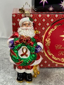 lot 111 image: Christopher Radko Christmas Ornament 2014 Caring Claus & Christopher Radko Hear to Cheer 2007 Ornament