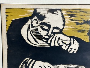 lot 92 image: Vintage 1967 Block Print of Thomas Aquinas by Thomas Kolar