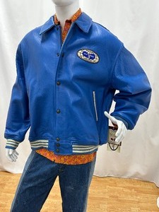lot 217A image: Vintage Wu Wear Blue Leather 2XL Jacket - Vintage WuTang Wear Leather Jacket 2XL- NEW with Tags