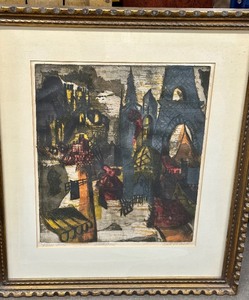 lot 184 image: Framed Vintage Art Entitled Paris Scene