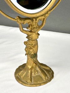 lot 15A image: Vintage Gold Tone Art Deco Vanity Mirror